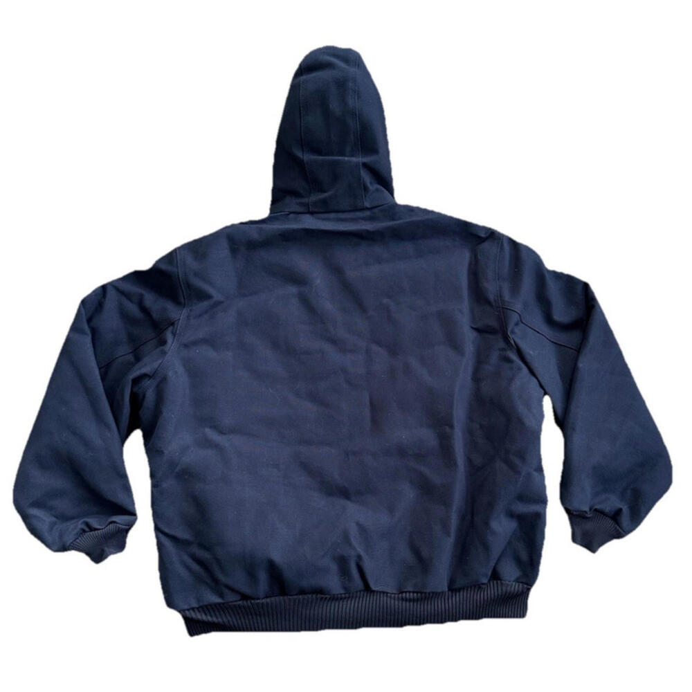 Carhartt Hooded Quilted Jacket Chore Coat Mens XL Dark Navy Vintage USA J0140 - Picture 3 of 6